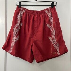 Quiksilver Edition Red Floral Lined Swim Trunks - Men's Size Medium